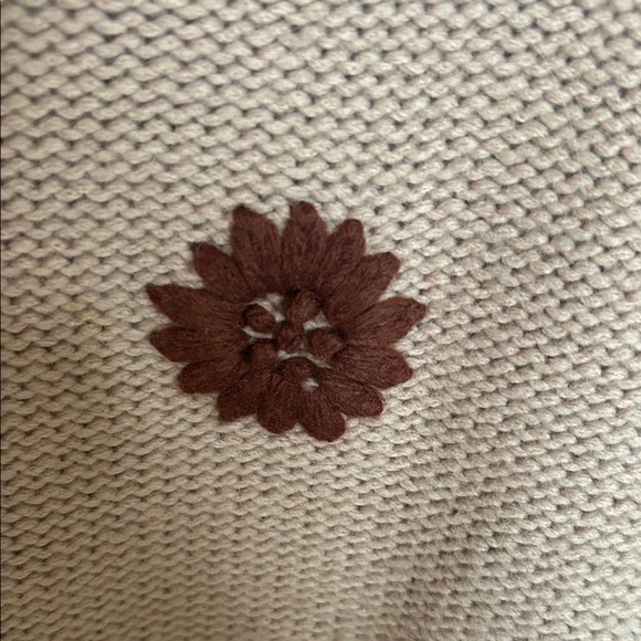 Madewell Pink Rose Floral Knit Sweater - Mauve and Burgundy - Picture 2 of 4